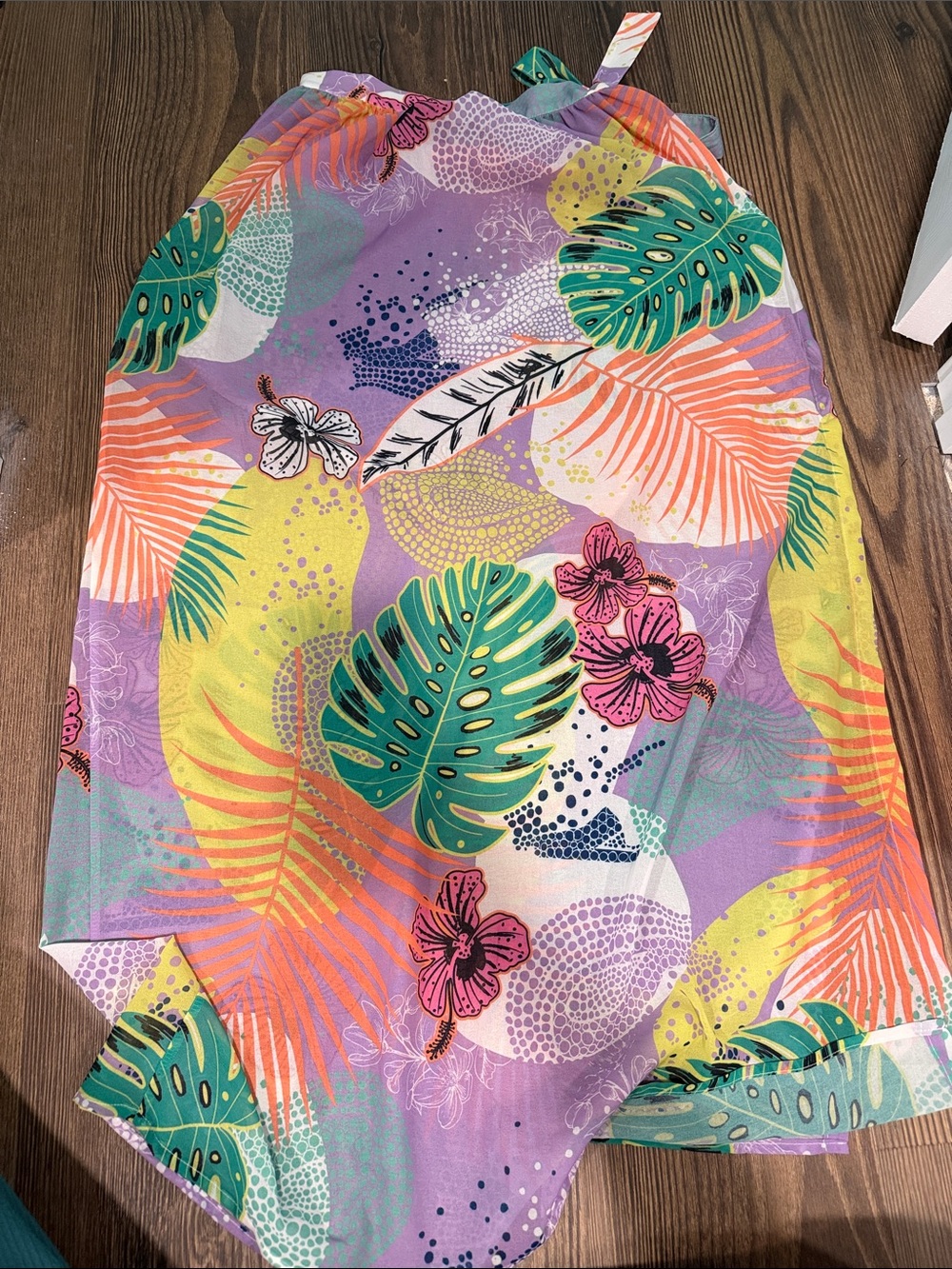 Women's Tropical Print Midi Skirt - Purple Multi